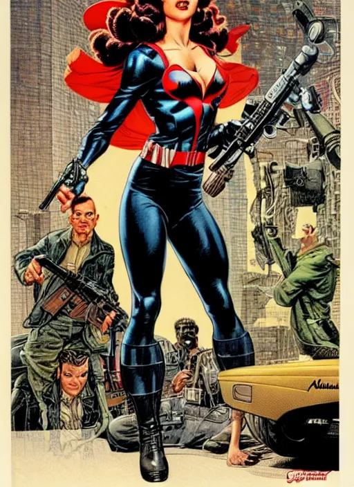 Image similar to female version of the punisher. portrait by clyde caldwell and jean giraud and anton otto fischer and john philip falter and will eisner and gil elvgren