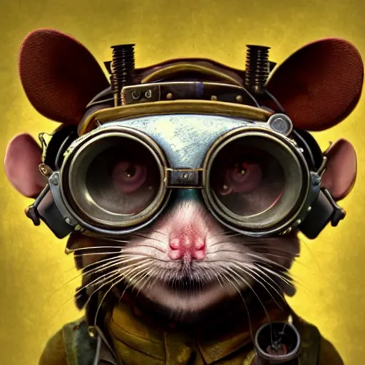 Image similar to a rat with steampunk googles, by filip hodas