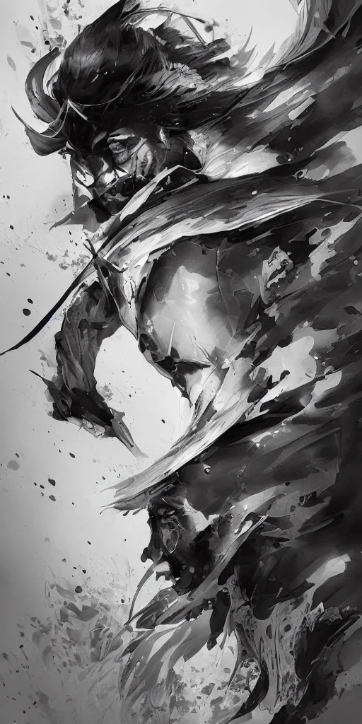 Prompt: highly detailed beautiful black and white photography of a samurai, splash, sharp focus, dynamic lighting, elegant harmony, beauty, masterpiece, by riccardo federici, by james jean, by craig mullins, by lois van baarle, by makoto shinkai, by greg tocchini, by greg rutkowski, illustration, ink draw, pen,