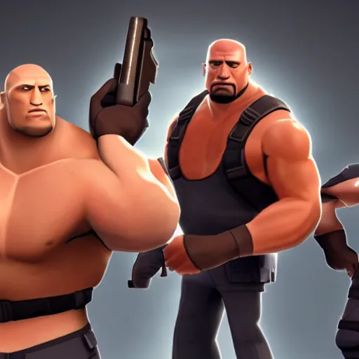 Image similar to Dwayne Johnson in Team Fortress 2, HD 4k game screenshot, Valve official announcement, new character