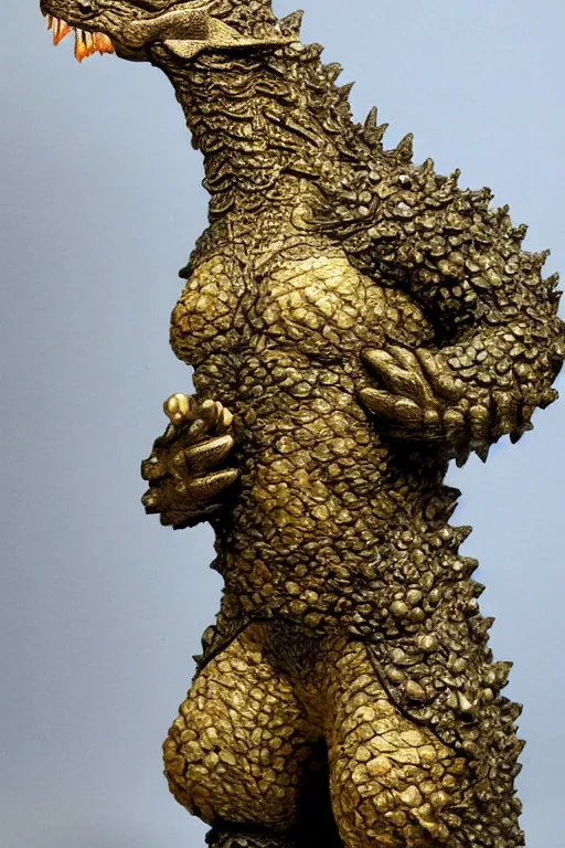 Image similar to godzilla as a chinese acupuncture model, chinese acupuncture model in the shape of godzilla