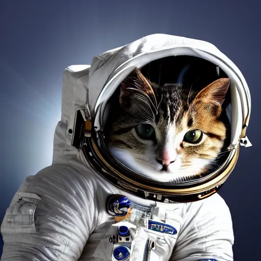 Prompt: high resolution photo of an astronaut cat in a rocket