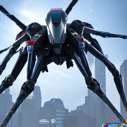 Image similar to mech inspired by spider-man, 4k realistic photo