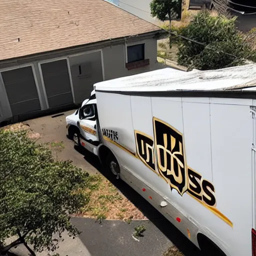 Image similar to ups truck got stuck at the roof