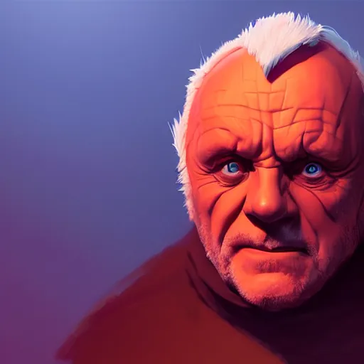 Image similar to portrait of anthony hopkins as the real evil, sadistic look, red skin, devil horns, mattepainting concept blizzard pixar maya engine on stylized background splash comics global illumination lighting artstation, sharp focus, lois van baarle, ilya kuvshinov, rossdraws