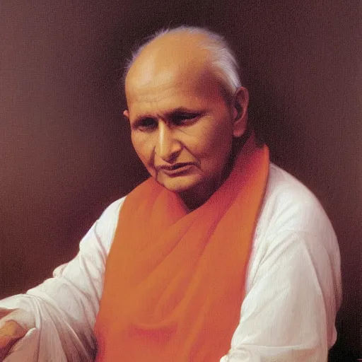 Prompt: an oil painting of Nisargadatta Maharaj, by Bouguereau, highly detailed and intricate,