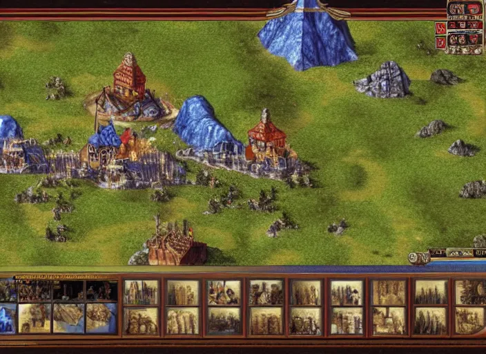 Image similar to realistic screenshot of a heroes of might and magic, 1 9 9 0, high quality