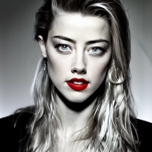 Prompt: portrait of amber heard by mario testino 1 9 8 0, 1 9 8 0 s style, headshot, taken in 1 9 8 0, detailed, award winning, sony a 7 r