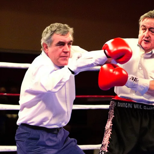 Image similar to Gordon Brown in a boxing match with David Cameron