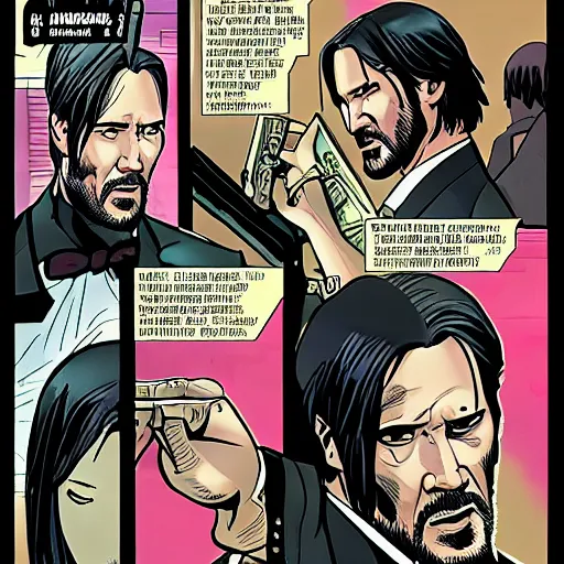 Image similar to john wick in a comic book