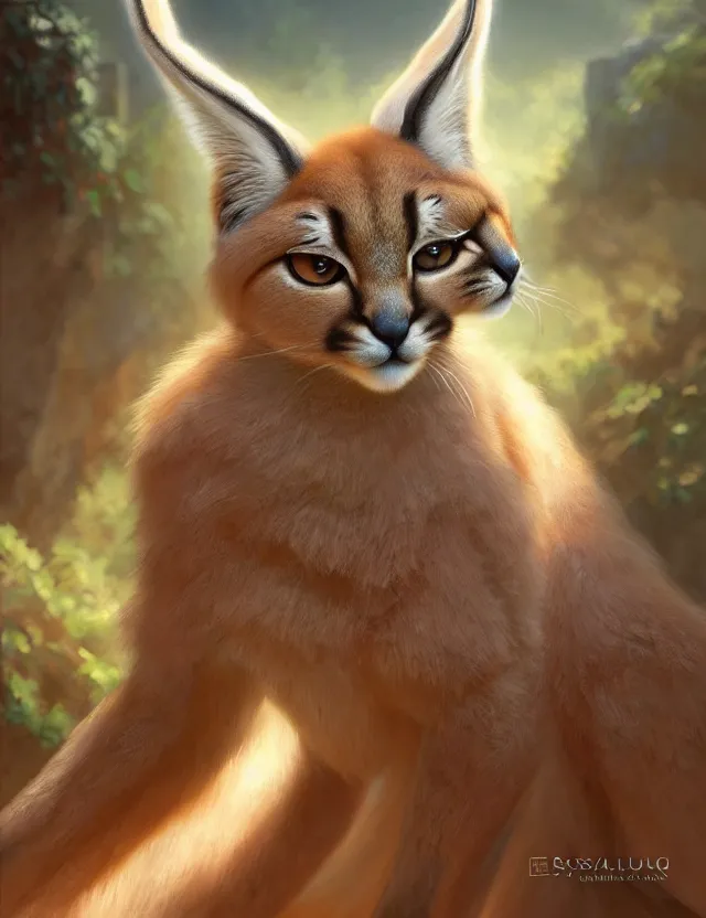 Prompt: cute fluffy caracal in a ancient greek city, wearing laurel chaplet hat on head | | cute, key visual, realistic shaded perfect face, fine details by stanley artgerm lau, wlop, rossdraws, james jean, andrei riabovitchev, marc simonetti, and sakimichan, trending on artstation