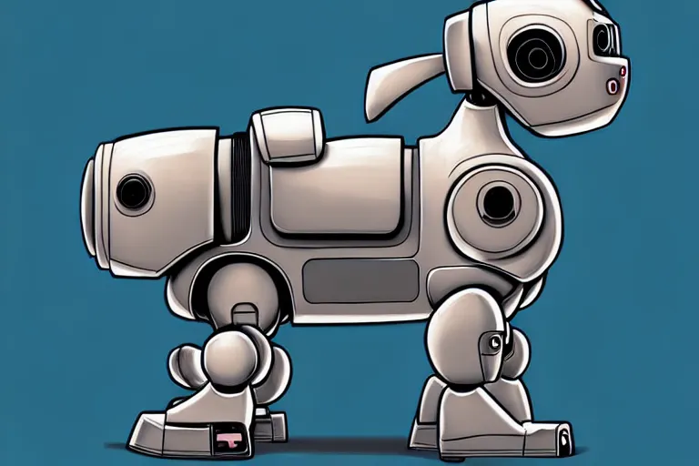 Prompt: a ( ( ( ( ( ( ( cute robot puppy cyborg ) ) ) ) ) ) ) illustration by aaron miller!!!!!!!!!!!!!!!