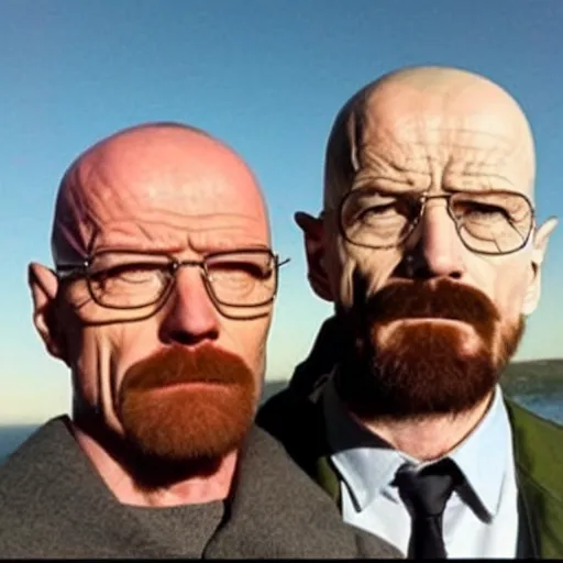 Image similar to walter white meets his doppelganger that don't look like him that much