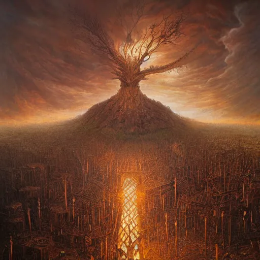 Image similar to scorched horror land by Dariusz Zawadzki, Tomasz Alen Kopera, Andrew Ferez, Remedios Varo, Mariusz Lewandowski, Zdzisław Beksiński, dramatic lighting