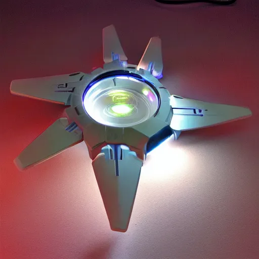 Prompt: tiny sci - fi movie prop with flashing led lights