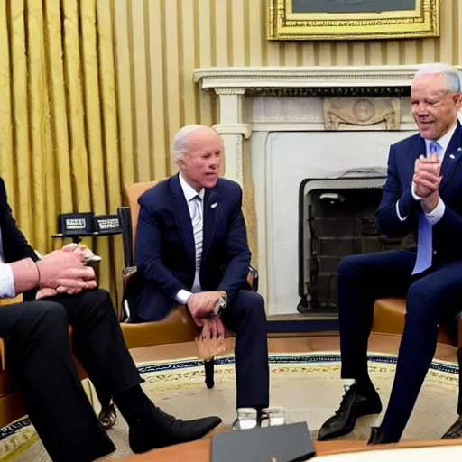 Image similar to joe biden meeting with conor mcgregor in the oval office