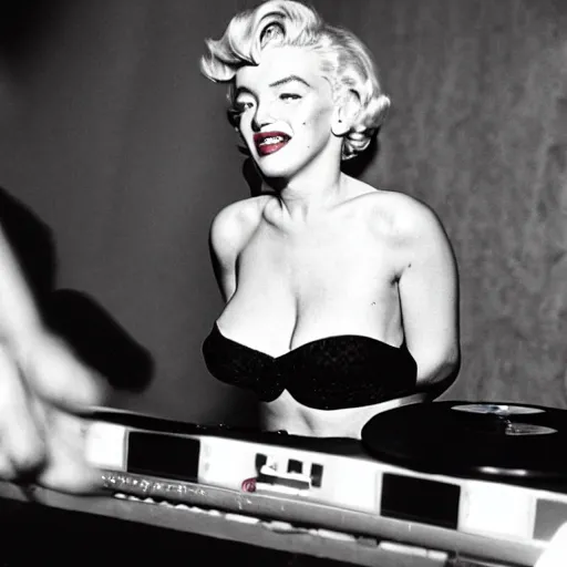 Image similar to marilyn monroe on the dj decks