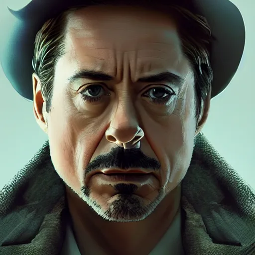 Image similar to Robert Downey Jr in Westworld, hyperdetailed, artstation, cgsociety, 8k