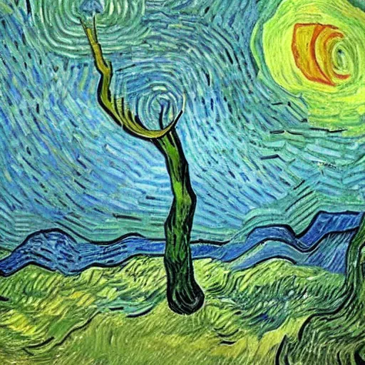 Image similar to a tree with eyes, award winning art, by van gogh