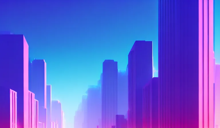 Image similar to a beautiful and immaculate futuristic city. view from an alleyway. vaporwave ombre rendering. outrun style. trending on artstation. recommended for you behance. by chris moore. beeple colors.