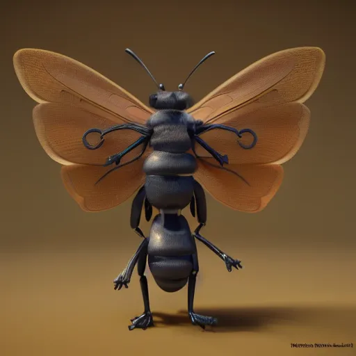 Prompt: cute hybrid bumblebee butterfly anthromorphic creature with wings detailed character concept 3 d pixar style render 4 k