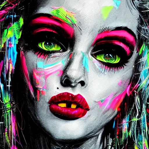 Image similar to splashes of neon, punk portrait made out of paint, trending on artstation, epic composition, emotional, beautiful, rendered in octane, highly detailed, realistic, tim burton comic book art