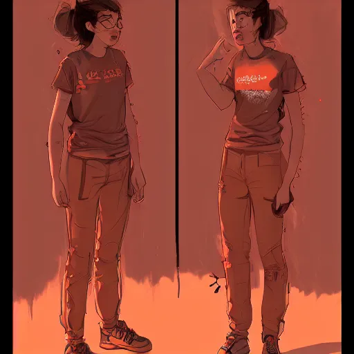 Image similar to man in orange t - shirt hugging girl, vivid colors, character sheet, fine details, concept design, contrast, kim jung gi, greg rutkowski, trending on artstation, 8 k, full body, turnaround, front view, back view, ultra wide angle