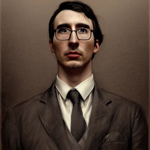 Image similar to portrait of a stoic looking john oliver and adam driver, full body, military uniform, fantasy, intricate, elegant, beautiful, highly detailed, charcoal, centered, dark, smokey, digital painting, artstation, concept art, smooth, sharp focus, illustration, art by artgerm and greg rutkowski and alphonse mucha