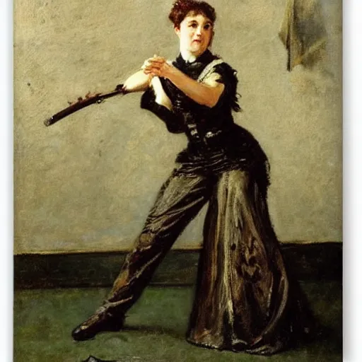 Image similar to actress rehearsing an action scene by alfred stevens