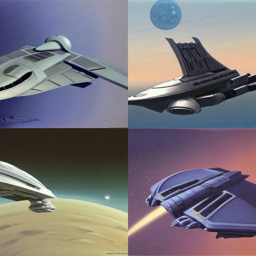 Prompt: concept art of a spaceship by ralph mcquarrie