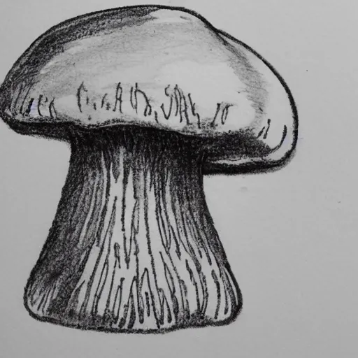 Prompt: ink drawing of a mushroom,