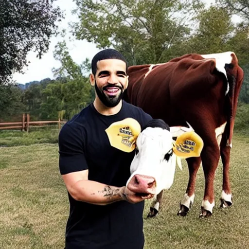 Image similar to a photo of drake with a cow