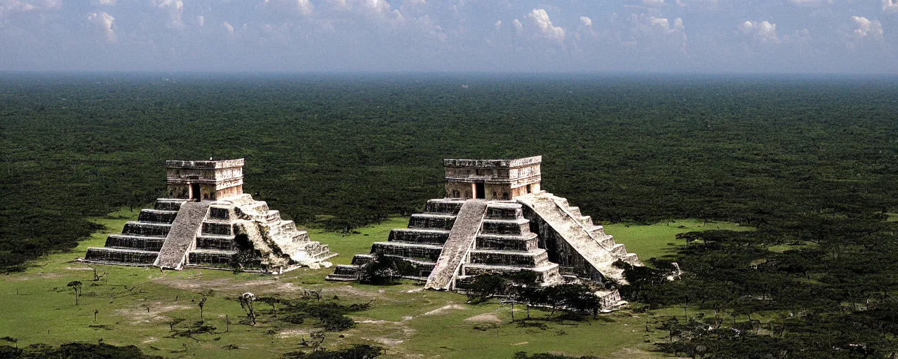 Prompt: spaghetti growing on top of chichen itza, 1 5 0 0's, fine detail, sigam 2 0 mm, in the style of galen rowell, retro,