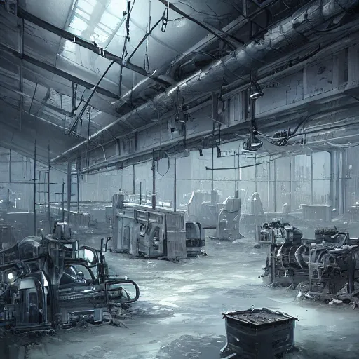 Prompt: ghost factory, artstation