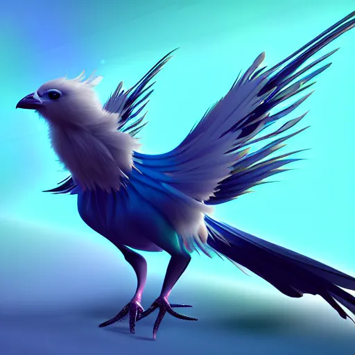 a futuristic bird avatar with digital wings, heavenly | Stable ...