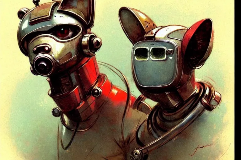 Image similar to adventurer ( ( ( ( ( 1 9 5 0 s retro future robot android dog. muted colors. ) ) ) ) ) by jean baptiste monge!!!!!!!!!!!!!!!!!!!!!!!!! chrome red