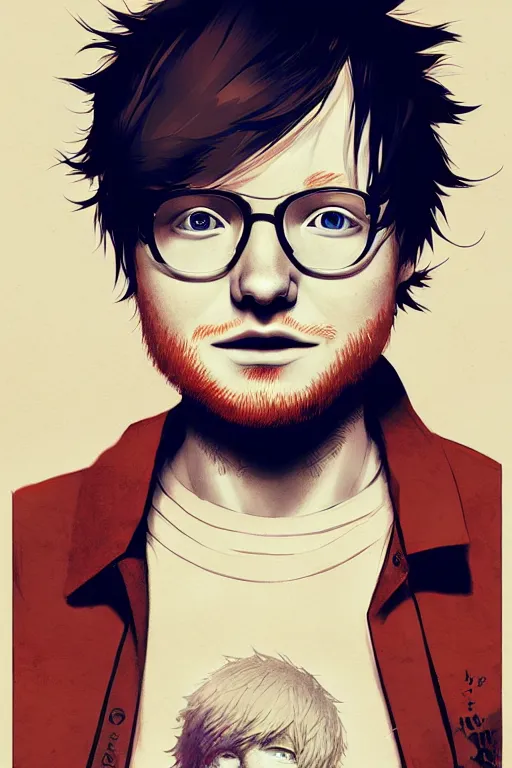 Prompt: ed sheeran, manga cover art, detailed color portrait, artstation trending, 8 k, greg rutkowski