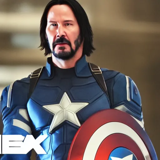 Prompt: Keanu reeves as Captain America 4K quality super realistic