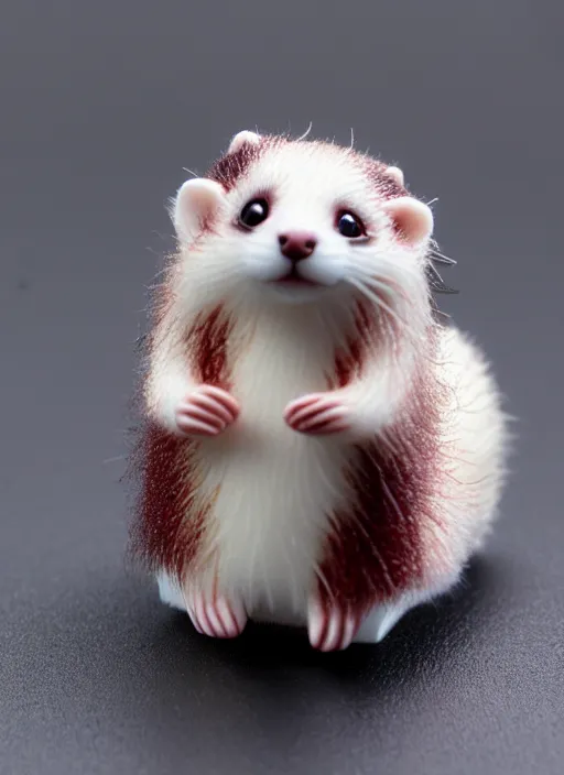 Prompt: 80mm resin detailed miniature of fluffy cute ferret, Product Introduction Photos, 4K, Full body, simple background