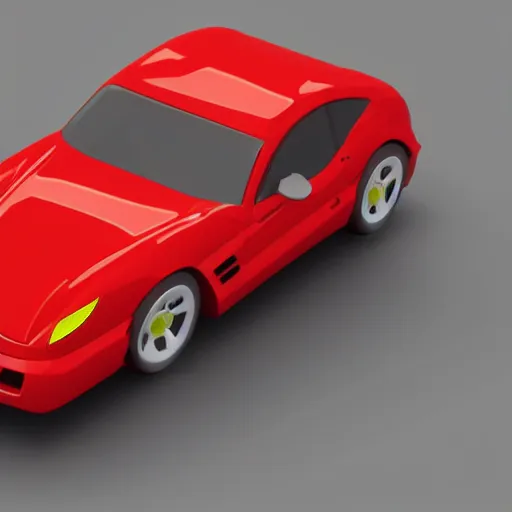 Prompt: low polygon clay render of a ferrari maranello white background