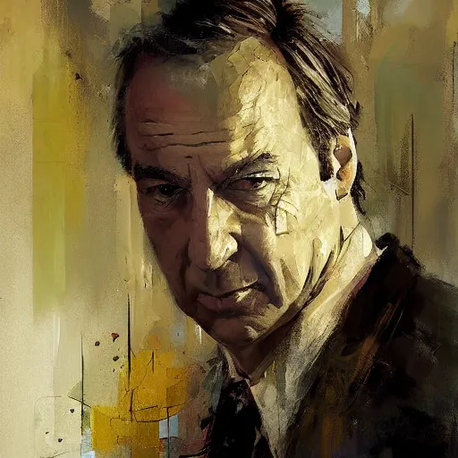 Image similar to saul goodman portrait painted by jeremy mann