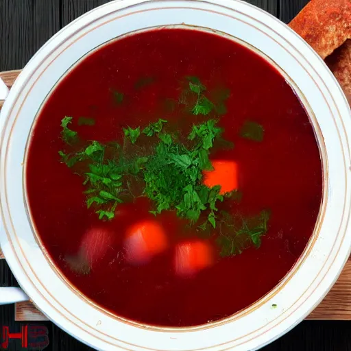 Image similar to a giant bowl of borscht soup, 8 k, high definition, highly detailed, photo - realistic