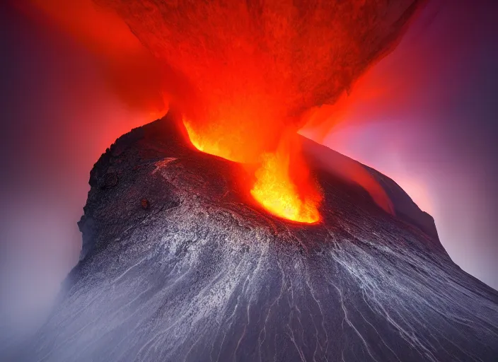 Prompt: landscape photography by marc adamus, lava lake, dramatic lighting, volcanoes, smoke, fire, dramatic, evil