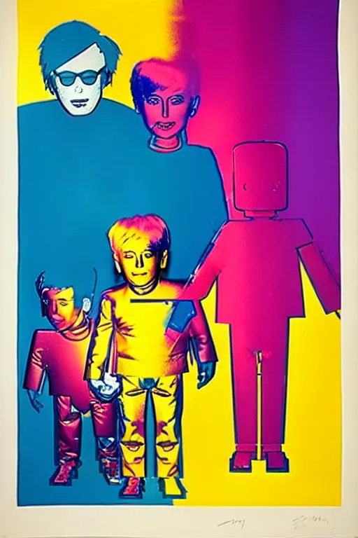 Prompt: ( ( ( ( ( a robot family with soap bubbles, pop art ) ) ) ) ) by andy warhol and bill sienkiewicz!!!!!!!!!!!!!!!!!!!!!!!!!!!!!!