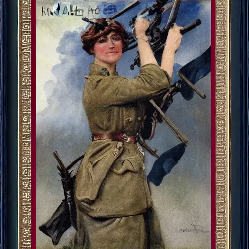 Prompt: ww 1 action heroine by alfred stevens