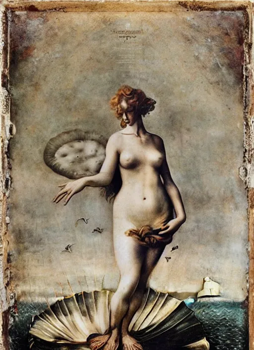 Image similar to old wetplate birth of venus, fractal, intricate, elegant, highly detailed, parallax, leica, medium format, subsurface scattering, by jheronimus bosch and greg rutkowski and richard avedon