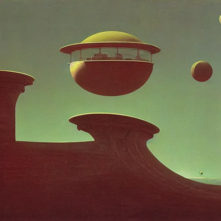 Image similar to spherical space station, highly detailed, Edward Hopper and James Gilleard, Zdzislaw Beksinski highly detailed