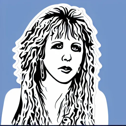 Image similar to stevie nicks, sticker - art, svg vector, adobe - illustrator