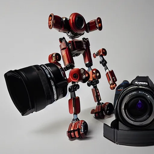 Image similar to mecha robot as a photographer with canon 5 d mark 2 dslr camera