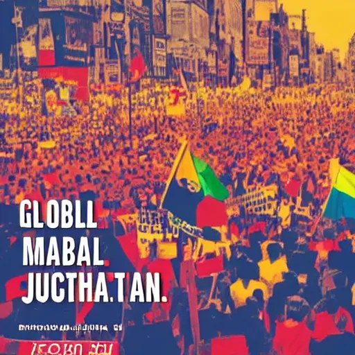 Prompt: Poster of Global March for Equality and Justice, detailed, intricate, unique, cinematic lighting, propaganda style, futuristic